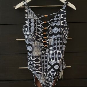 Black and White Patterned Swimsuit